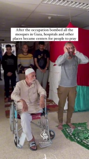 با تخریب مساجد، مردم در بیمارستان های غزه نماز می خوانند