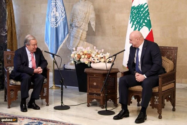 دیدار دبیر کل سازمان ملل و رئیس جمهور لبنان در بیروت 2