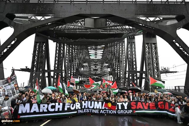 تظاهرات حامیان فلسطین؛ حدود ۱۰۰ هزار نفر پل «هاربر» در استرالیا را مسدود کردند 2