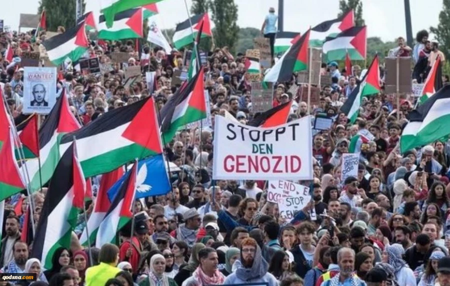 حامیان فلسطین در اروپا با برگزاری راهپیمایی‌های گسترده خواستار پایان نسل‌کشی در غزه شدند 3