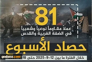 مرکز پژوهشی آماری معطی گزارش داد؛

 81 عملیات مقاومتی در یک هفته اخیر/ ثبت میانگین 12 عملیات در هر روز+ نمودار