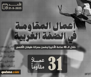 مرکز پژوهشی معطی منتشر کرد؛

 31 عملیات مقاومتی در کرانه باختری در 48 ساعت اخیر+ نمودار