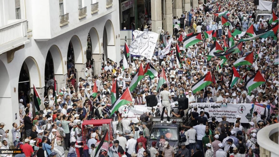 تظاهرات مردم مغرب در حمایت از فلسطین و مخالفت با عادی سازی روابط با رژیم صهیونیستی  2