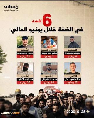6 شهید در کرانه باختری در ماه ژوئن جاری+عکس