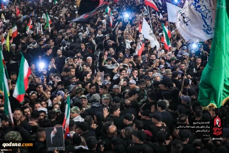 مشاهد من تشييع قائد الثورة الإسلامية الشهيد في كربلاء المقدسة عند العمود 1379